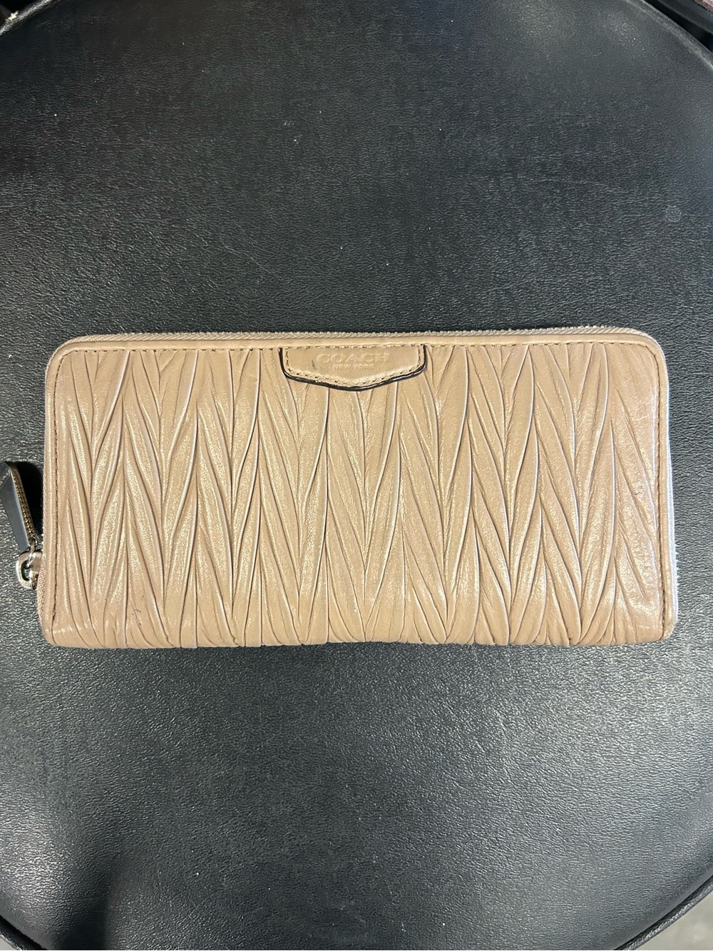 Coach Taupe Zip-Around Leather Wallet